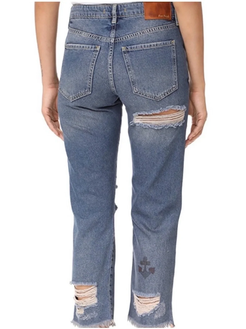 Free People Tattooed & Distressed Jeans